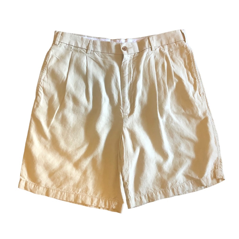 Daniel Cremieux Mens 💯% Linen Casual Khaki Shorts Sz 36